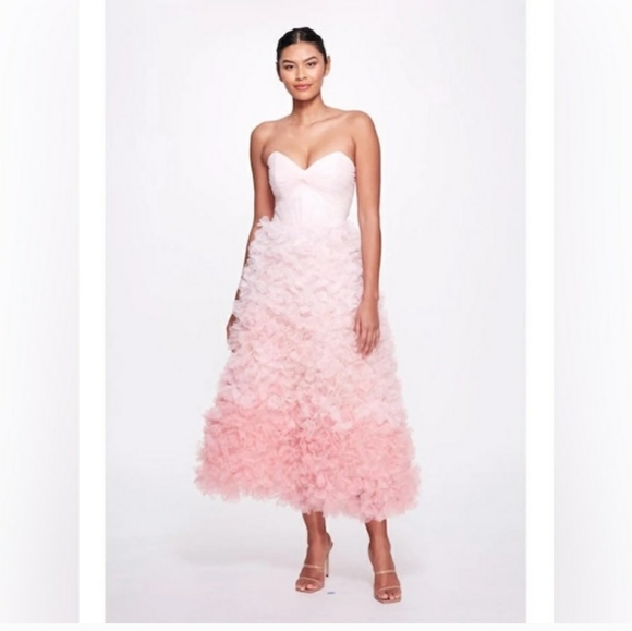 NWT MARCHESA  Notte tea length pink ombré gown. New with tags size 14 - Picture 3 of 10